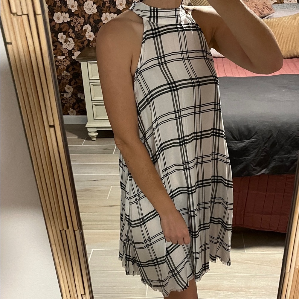 Mud Pie Black and White Checkered Mini Dress